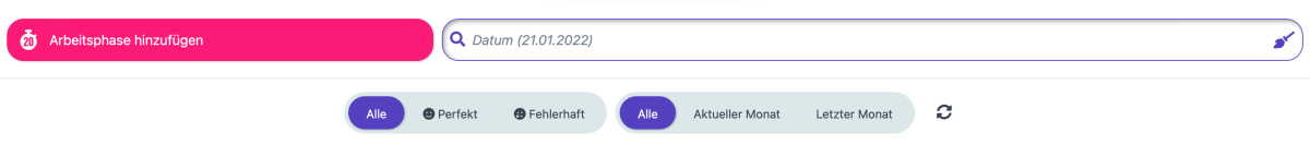 Suchen & Filtern von Arbeitsphasen - 