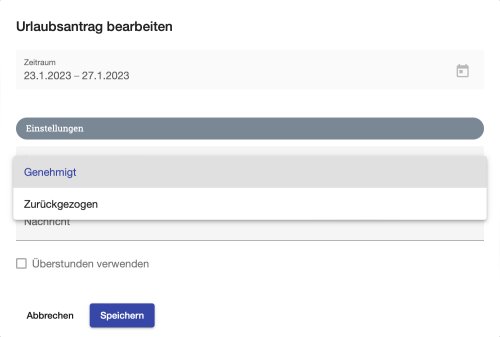 Status des Urlaubsantrags ändern